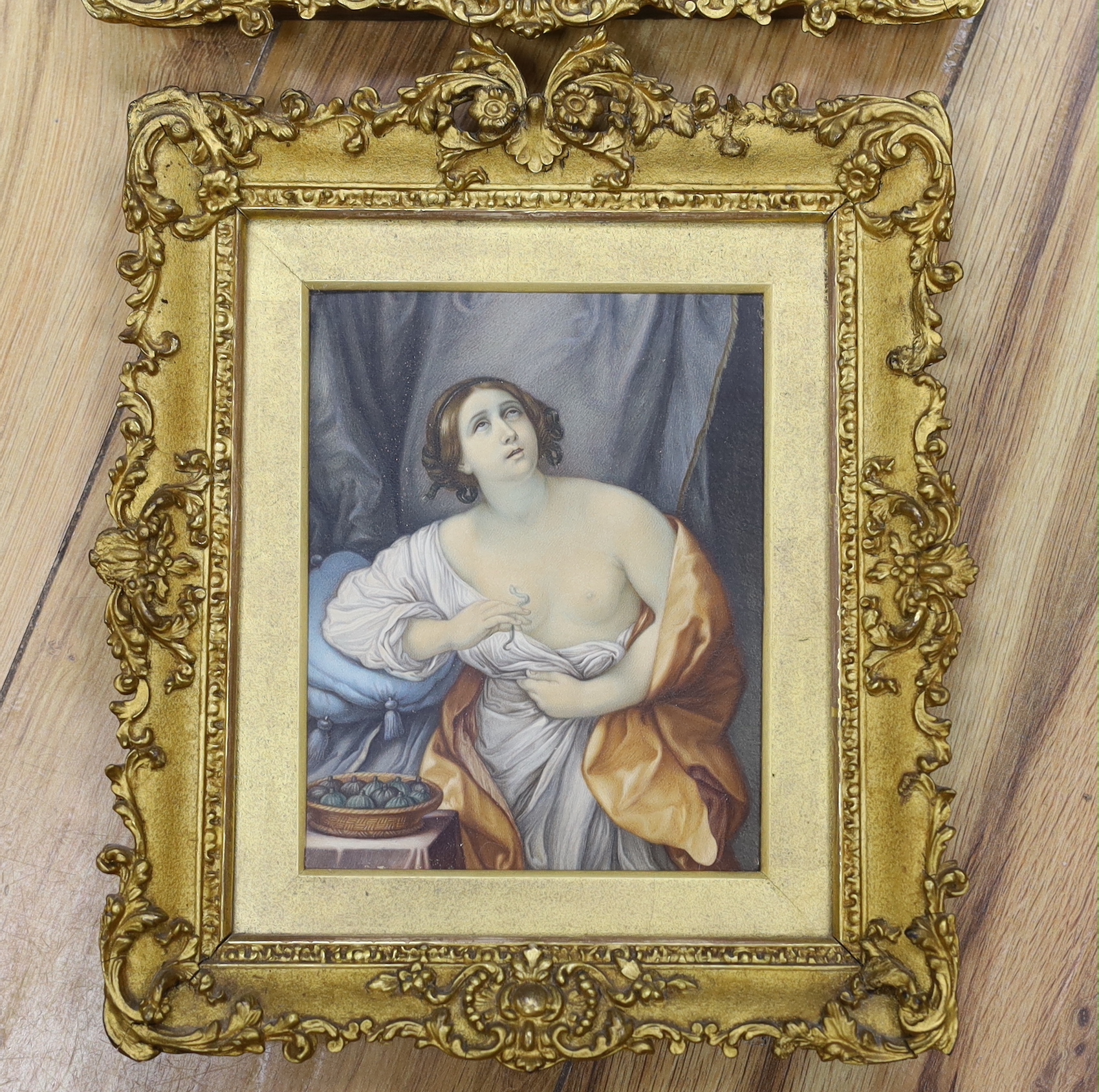 Set of three 19th century oils, Mary Magdalene with crown of thorns, The Penitent Magdalene and Cleopatra, largest 16.5 x 13cm
